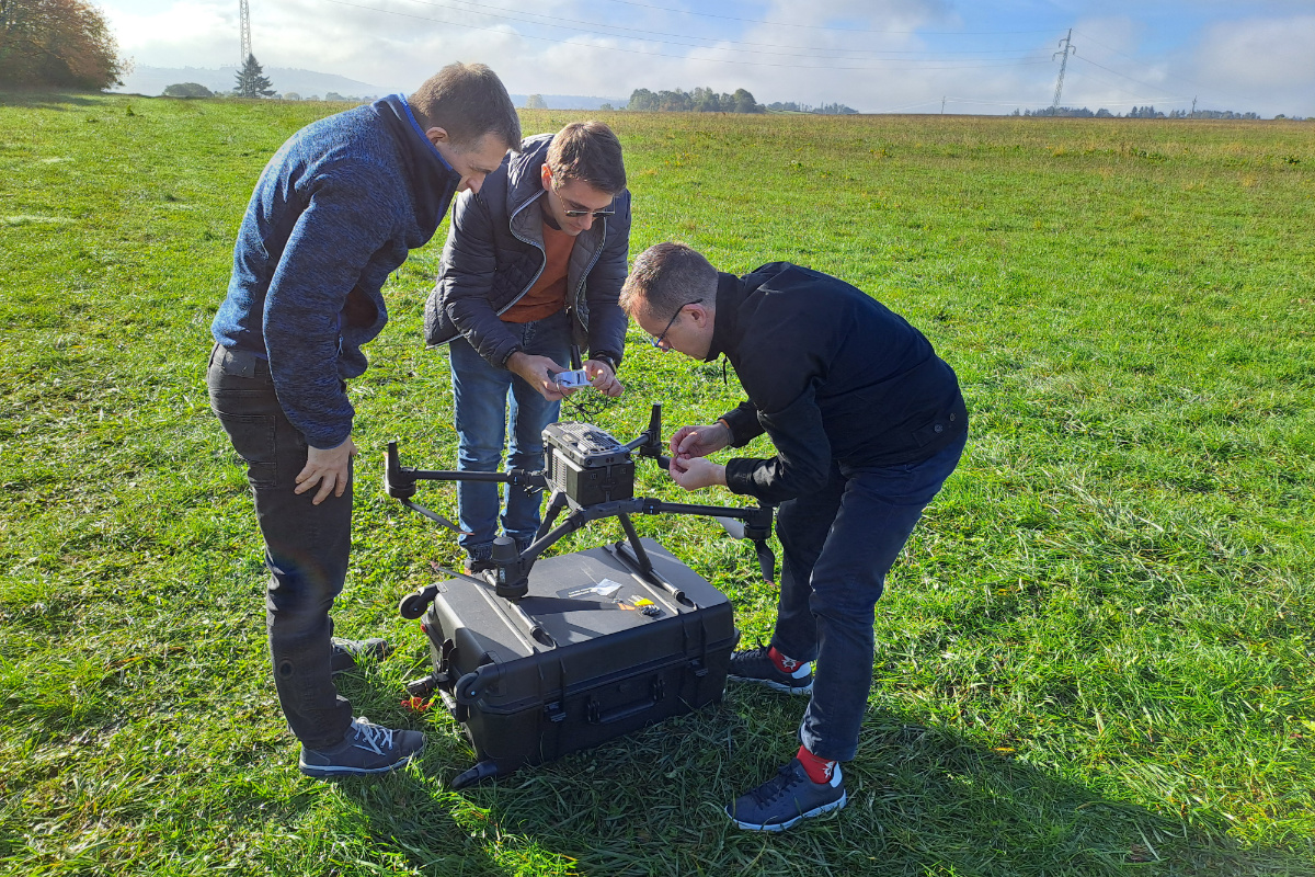 The Certiflight team completes the final preparation of the drone